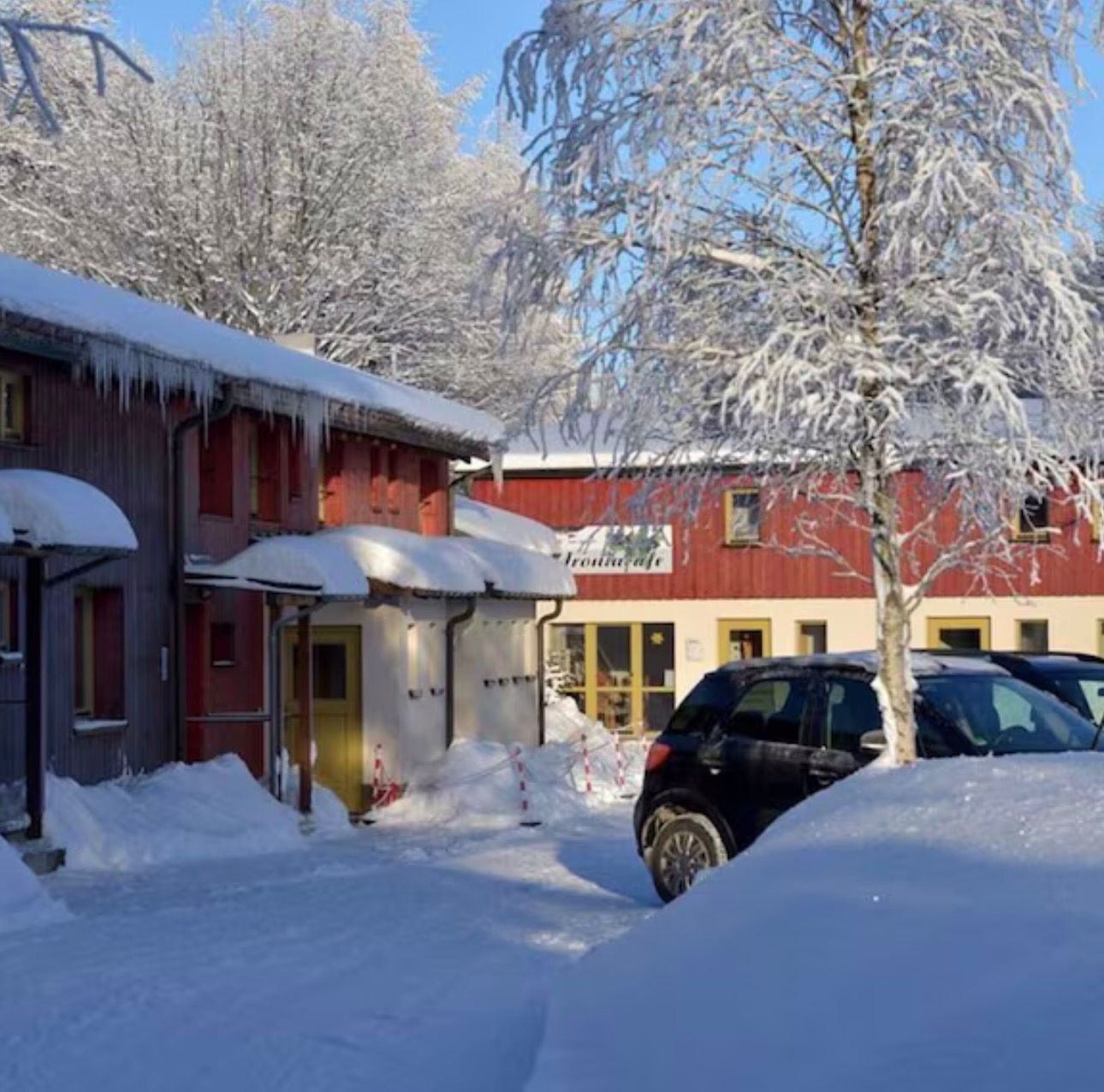 Auf dem Weg zum Hotel im Winter